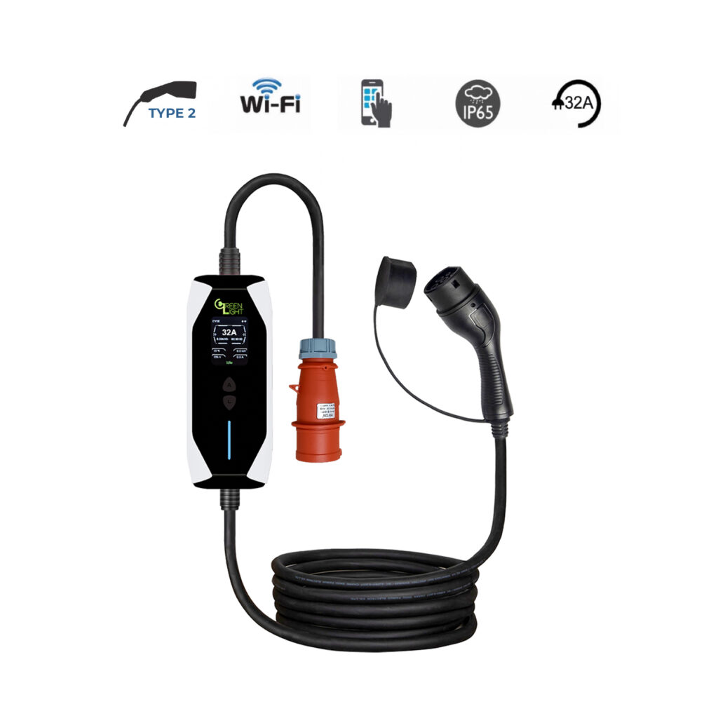 однофазное зарядное устройство Type2 6-32A WiFi Greenlight Smart Home